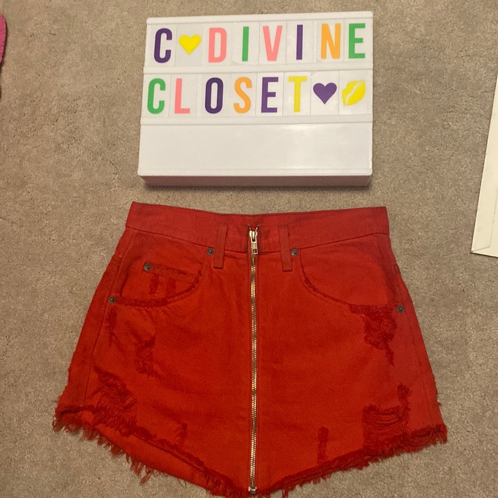 🔥CarMar red denim skirt! Size 27! Worn once!